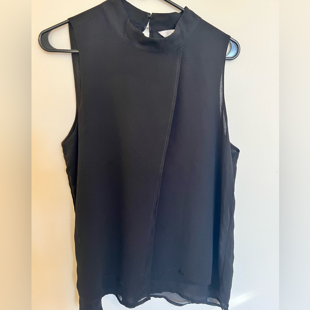 White House Black Market Asymmetrical Draped Sleeveless Blouse - Size Medium - Picture 3 of 4